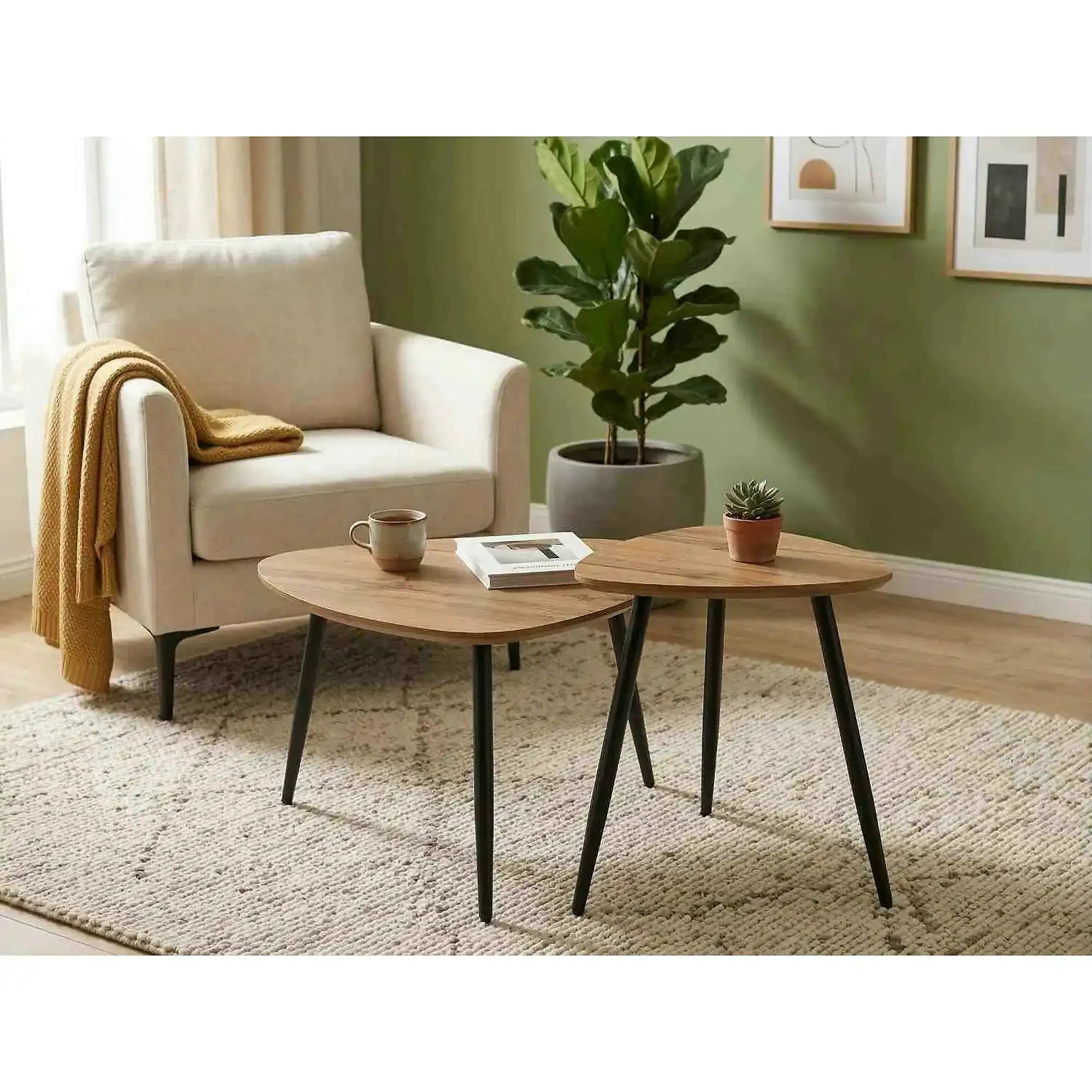 Set 2 masute cafea TWIN, stejar artisan/negru