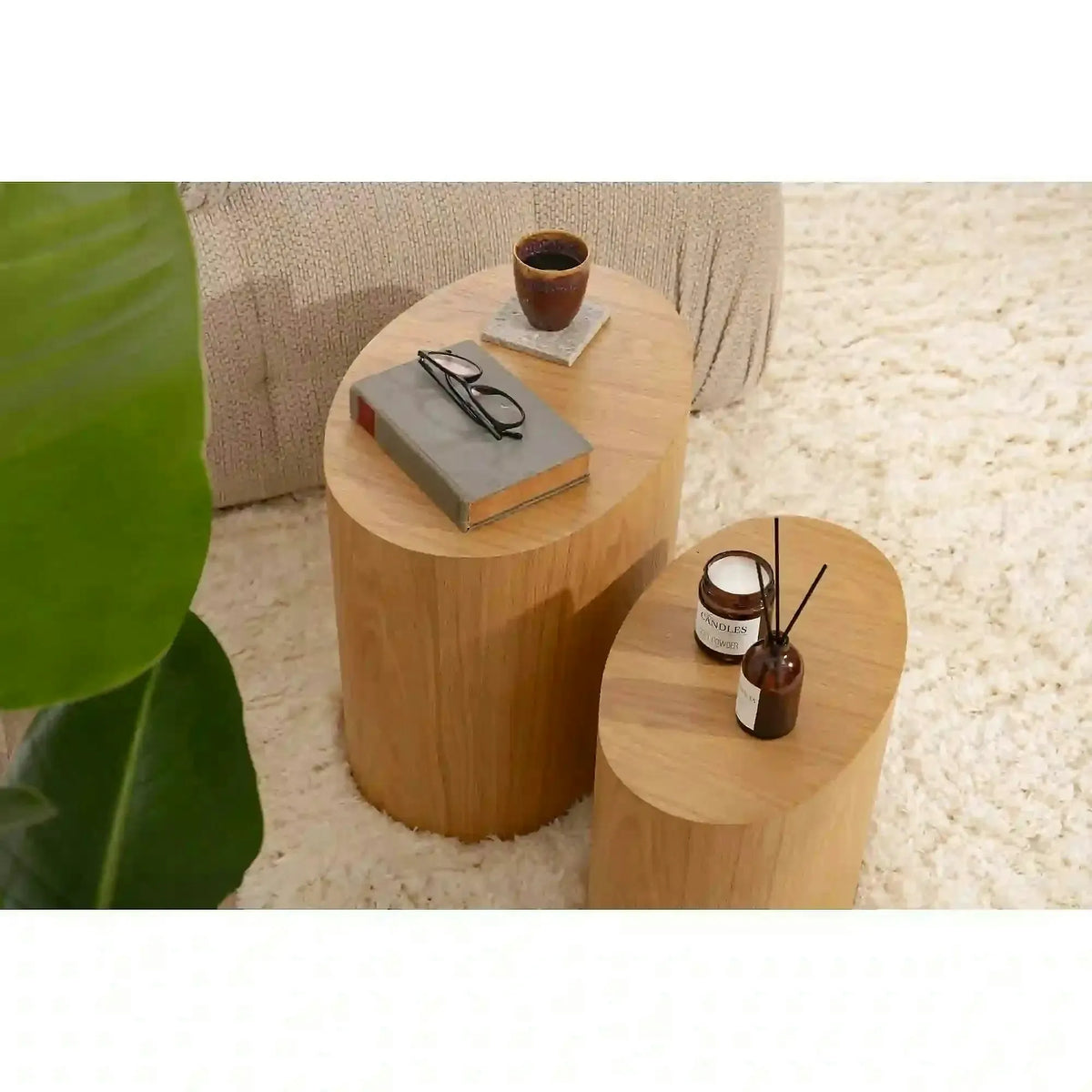 Set 2 masute ELIPSE, stejar, 48x33x41/40x24x33 cm