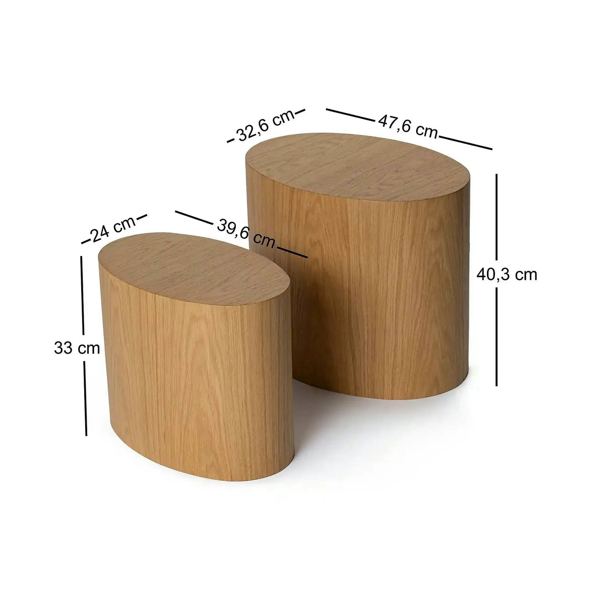 Set 2 masute ELIPSE, stejar, 48x33x41/40x24x33 cm