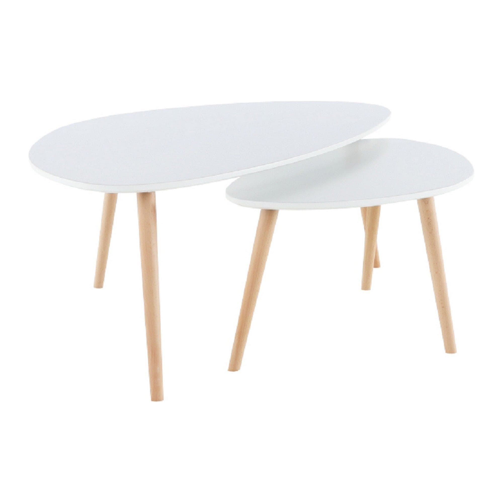 Set 2 masute FOLKO NEW, alb/stejar