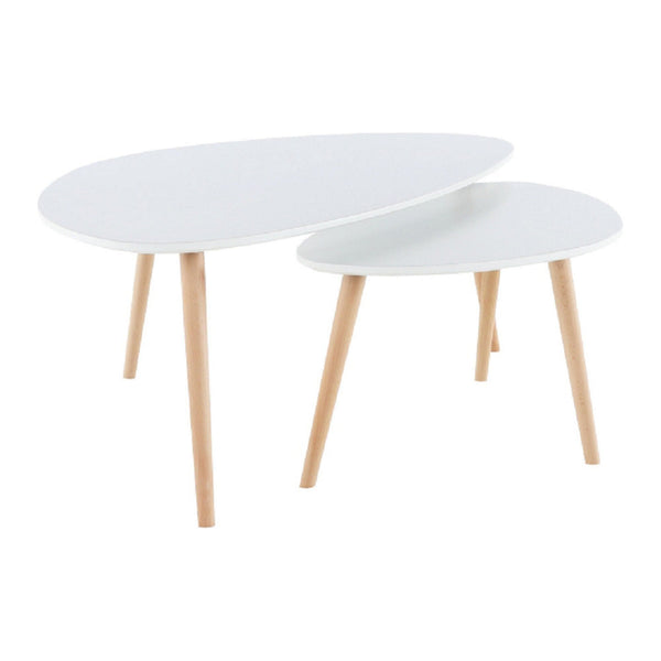 Set 2 masute FOLKO NEW, alb/stejar