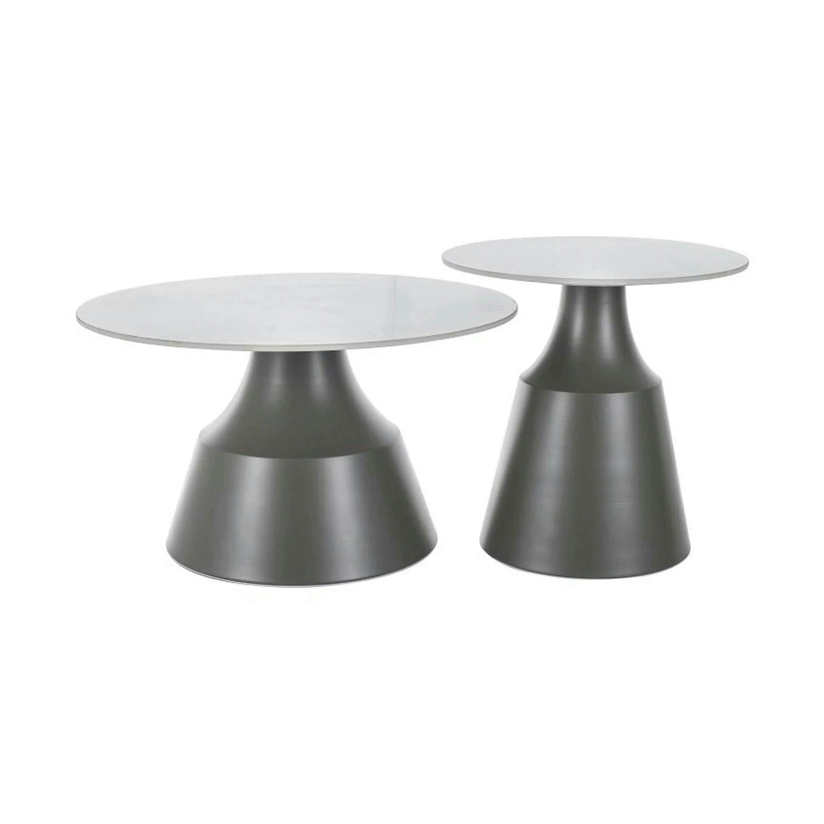 Set 2 masute ITAKA, alb/gri, ceramica/metal