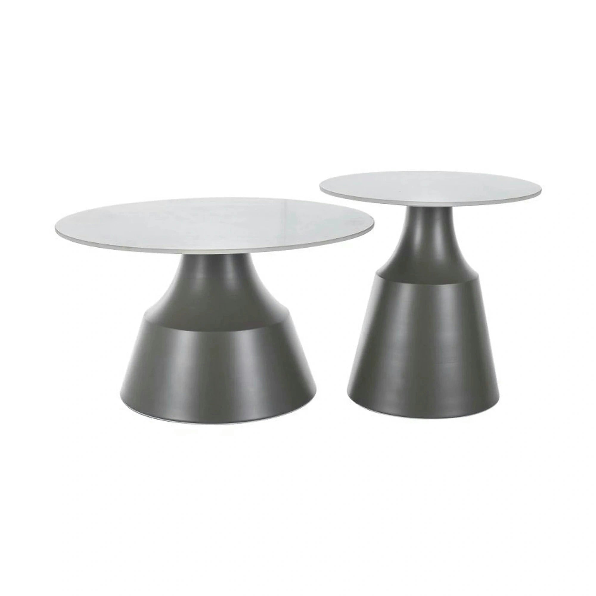 Set 2 masute ITAKA, alb/gri, ceramica/metal