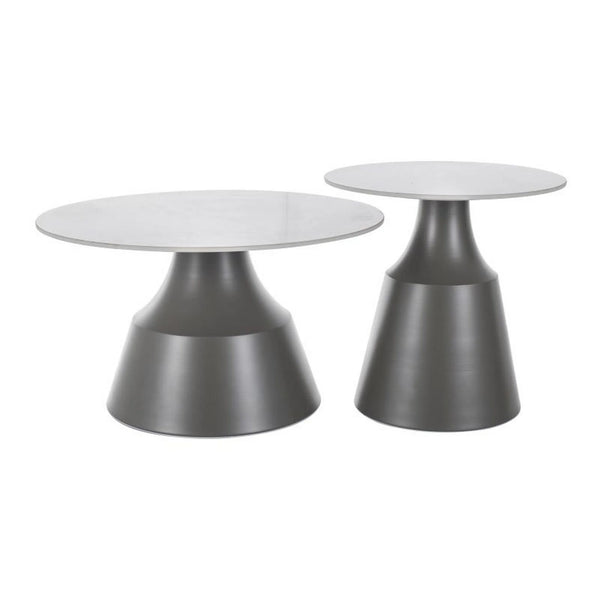 Set 2 masute ITAKA, alb/gri, ceramica/metal