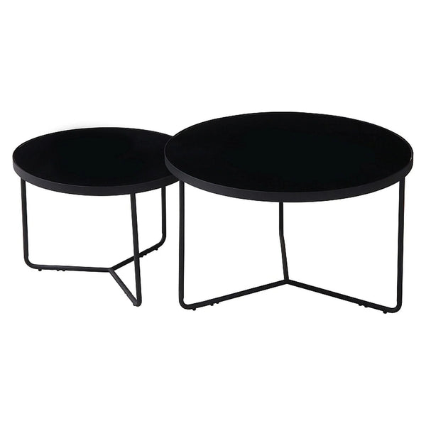 Set 2 masute ITALIA, negru, sticla securizata/metal