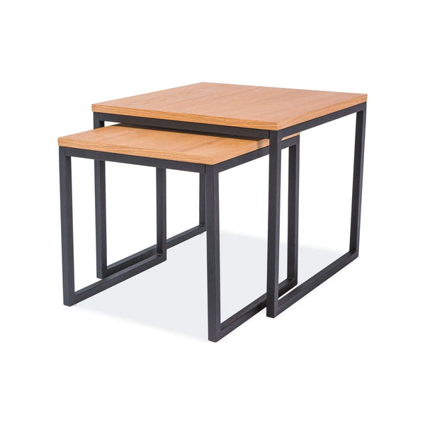 Set 2 masute LARGO DUO, stejar/negru, lemn/metal