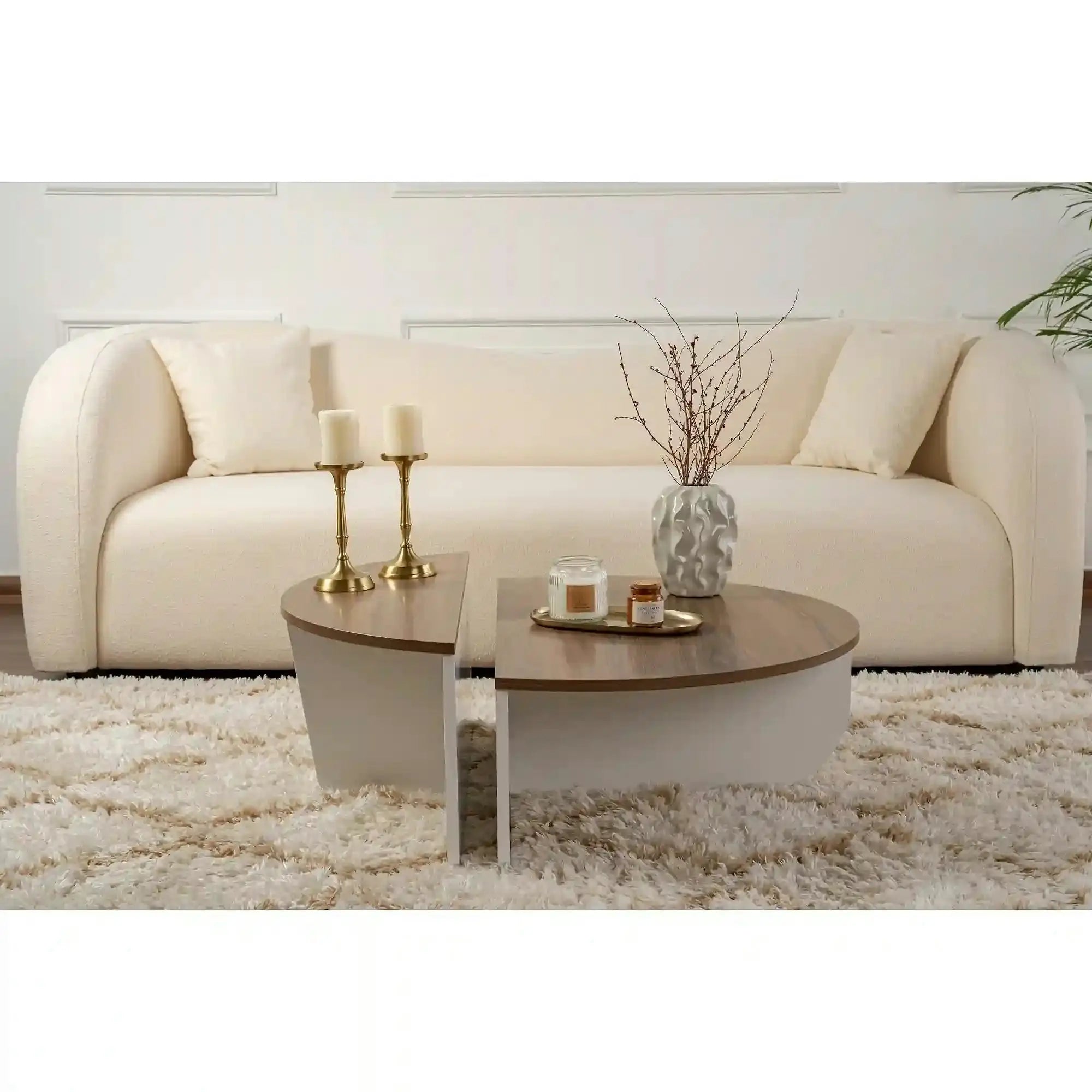 Set 2 masute ORION, alb/nuc, PAL melaminat