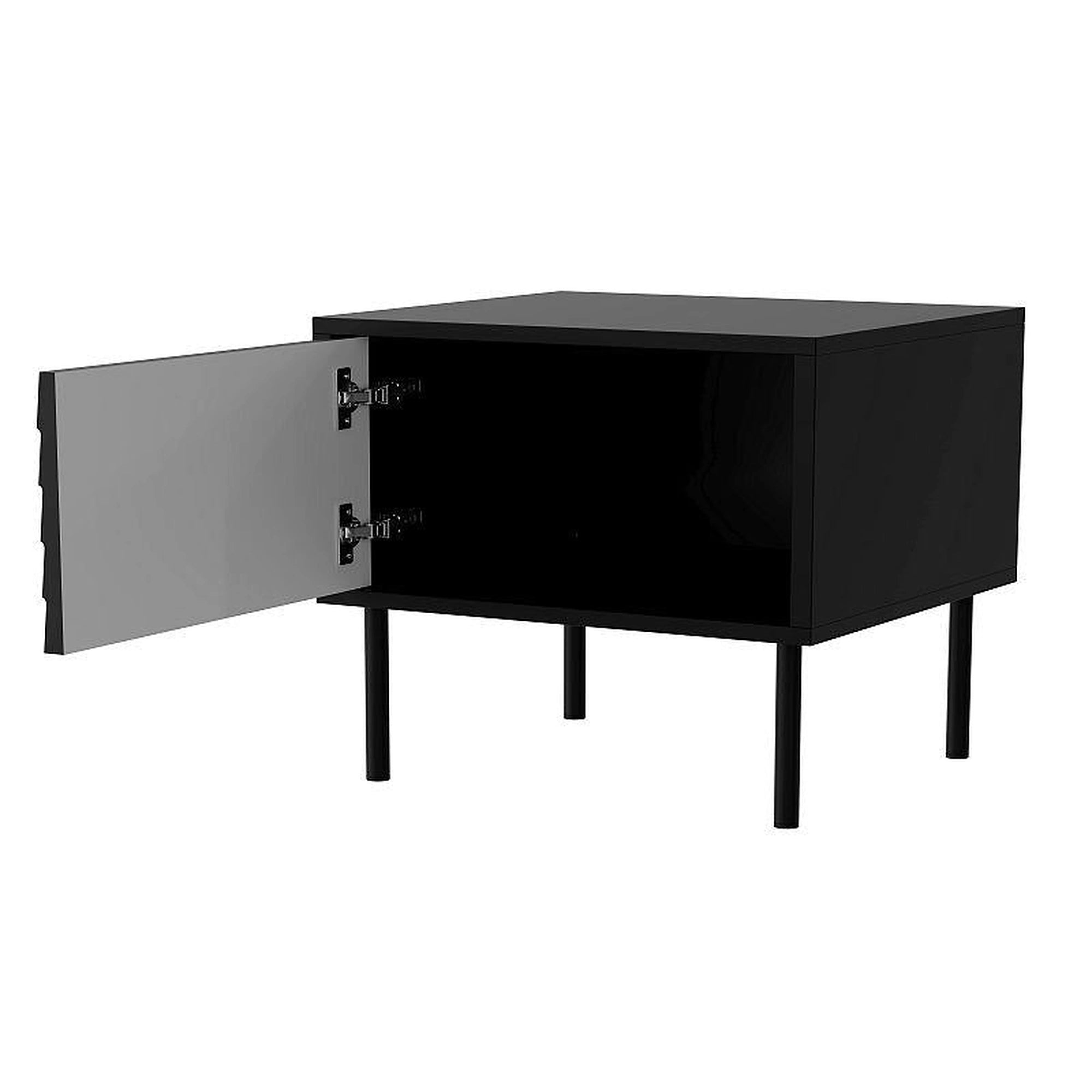 Set 2 noptiere CORTINA, negru, PAL laminat, 45x40x51 cm