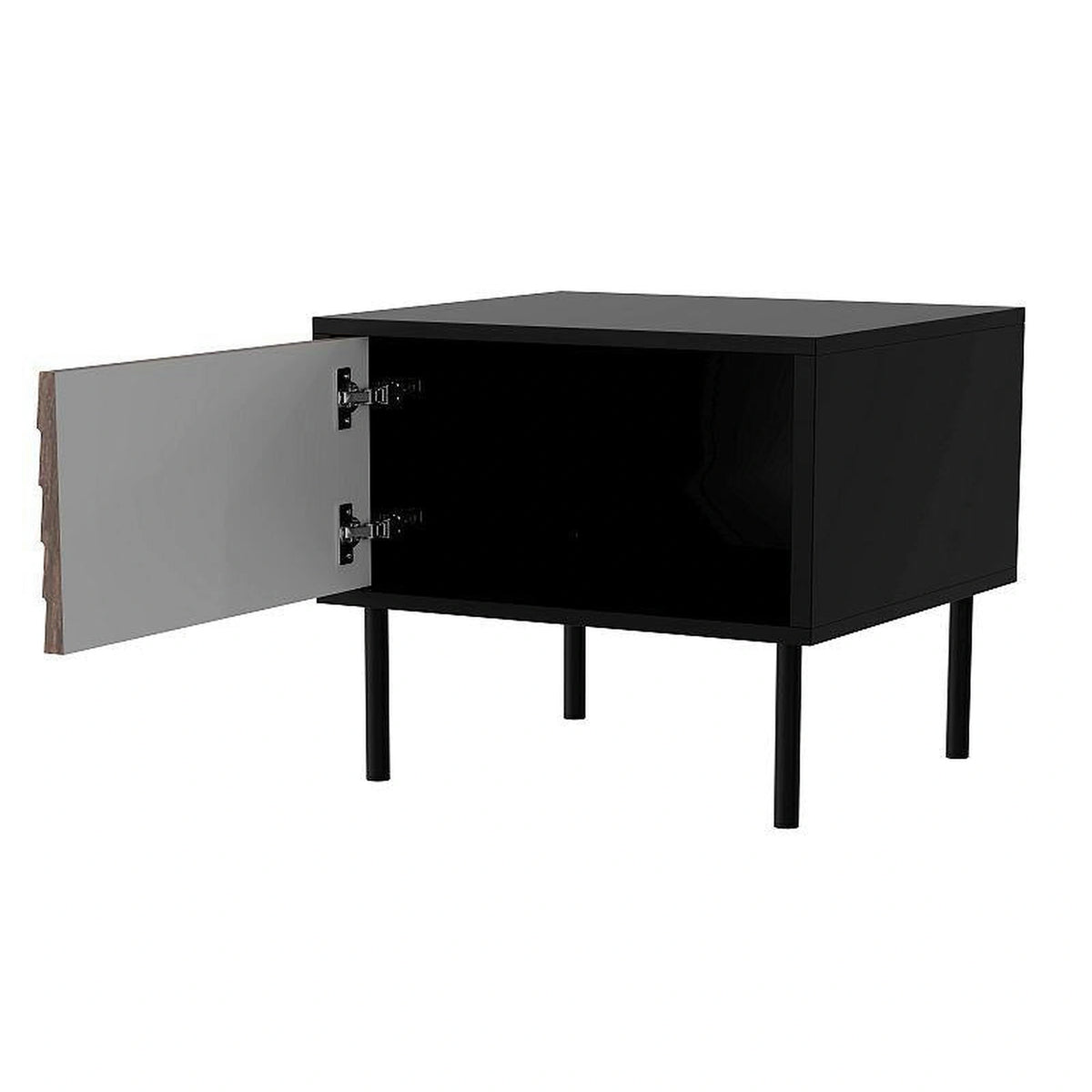 Set 2 noptiere CORTINA, nuc/negru, PAL laminat, 45x40x51 cm