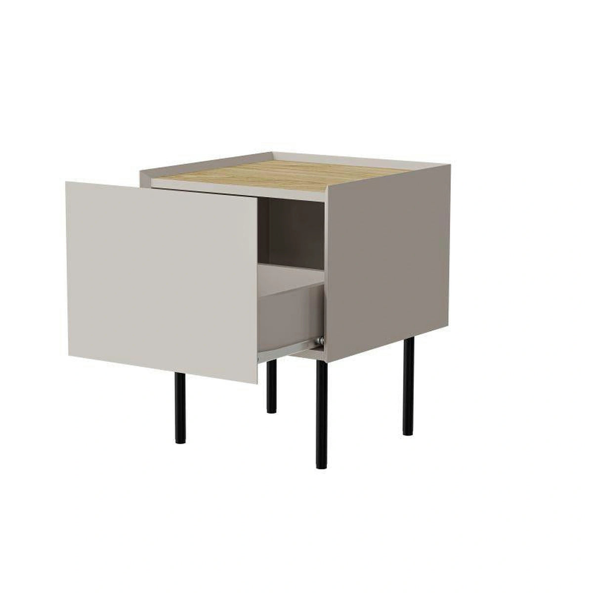 Set 2 noptiere FELLINI, casmir/stejar, 40x41x60 cm