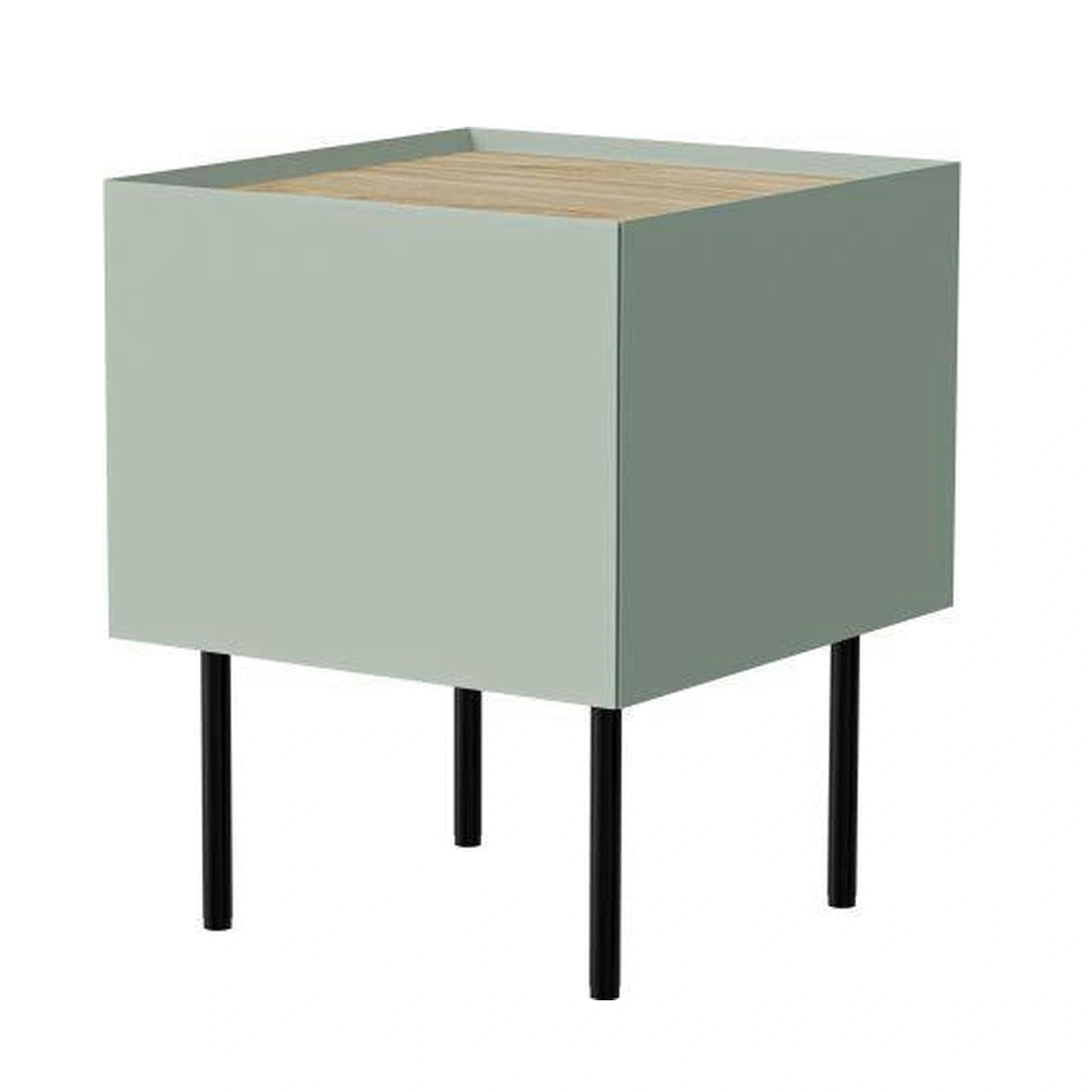 Set 2 noptiere FELLINI, verde olive/stejar, 40x41x60 cm