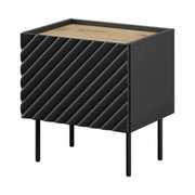 Set 2 noptiere ONDA, negru/stejar, PAL laminat, 50x40x54 cm