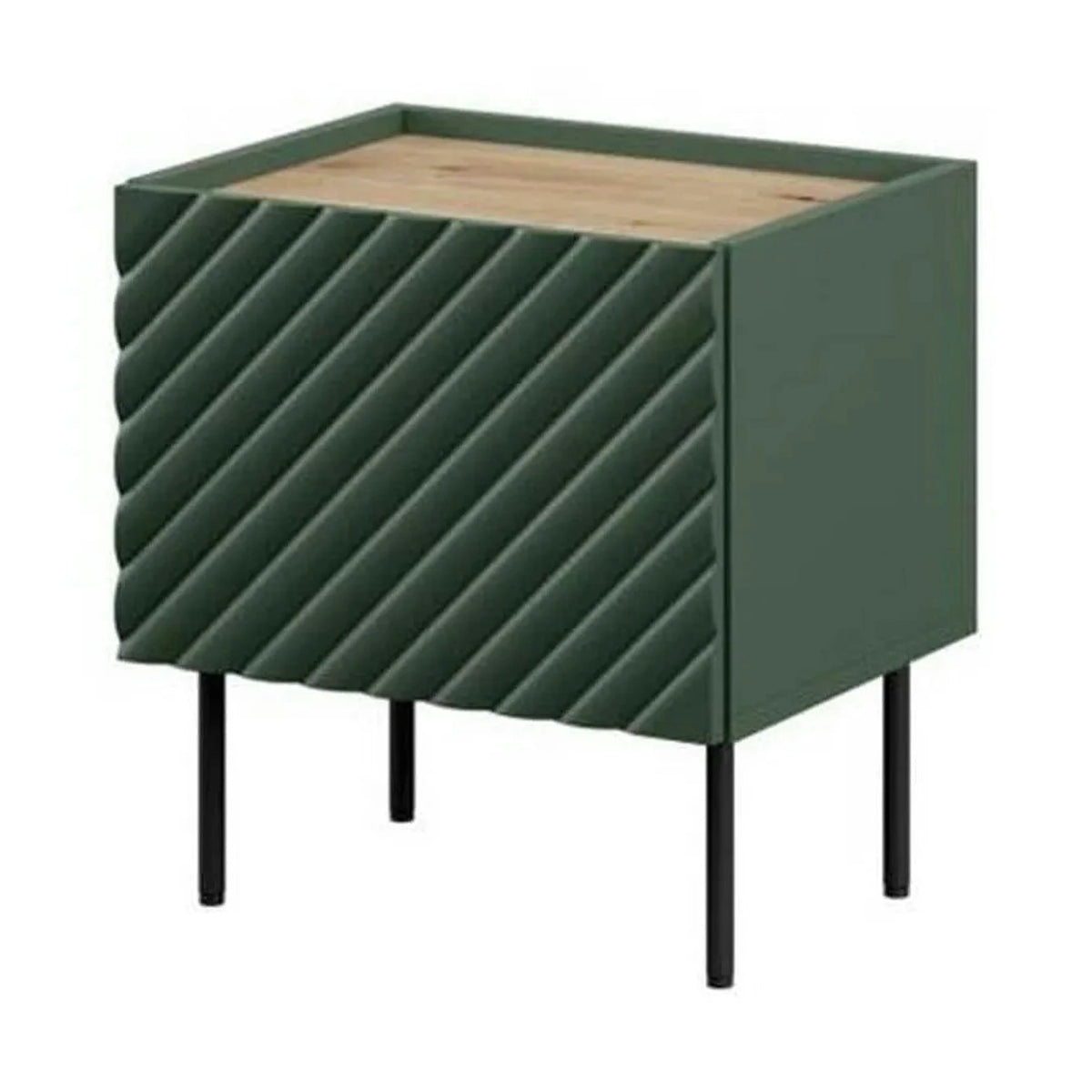 Set 2 noptiere ONDA, verde inchis/stejar, PAL laminat, 50x40x54 cm