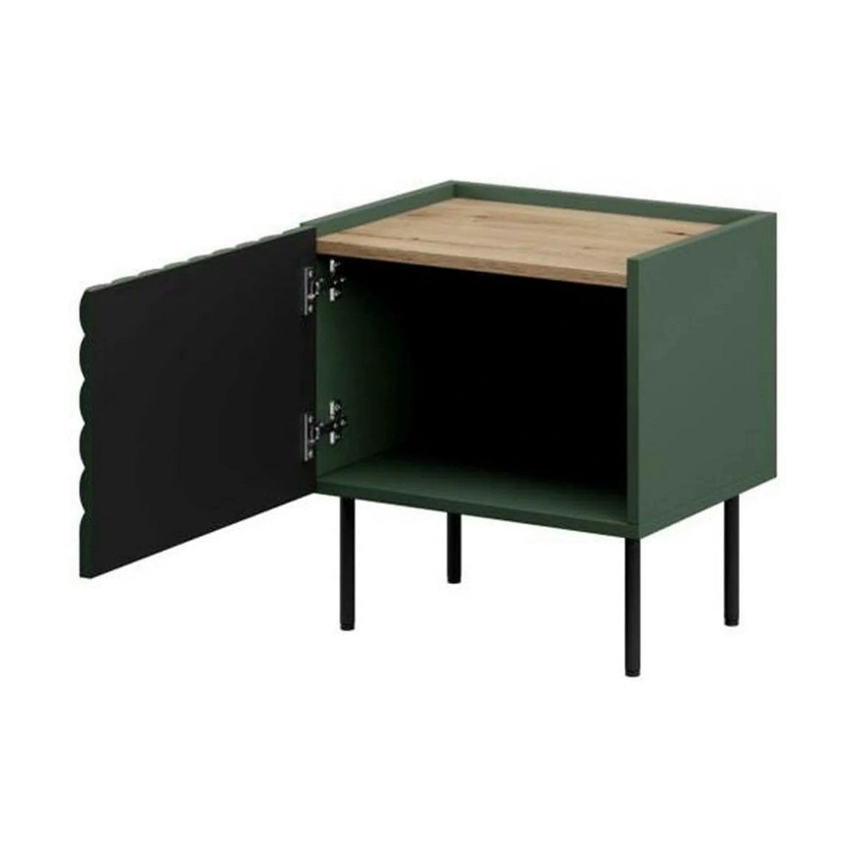 Set 2 noptiere ONDA, verde inchis/stejar, PAL laminat, 50x40x54 cm