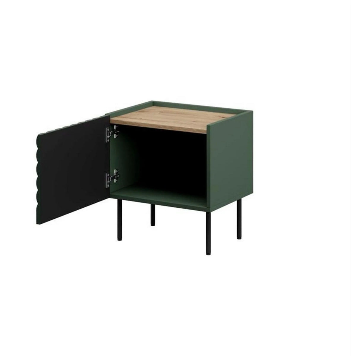 Set 2 noptiere ONDA, verde inchis/stejar, PAL laminat, 50x40x54 cm