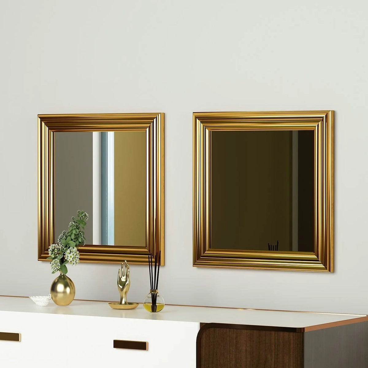 Set 2 oglinzi BALE, auriu, 40x3x40 cm