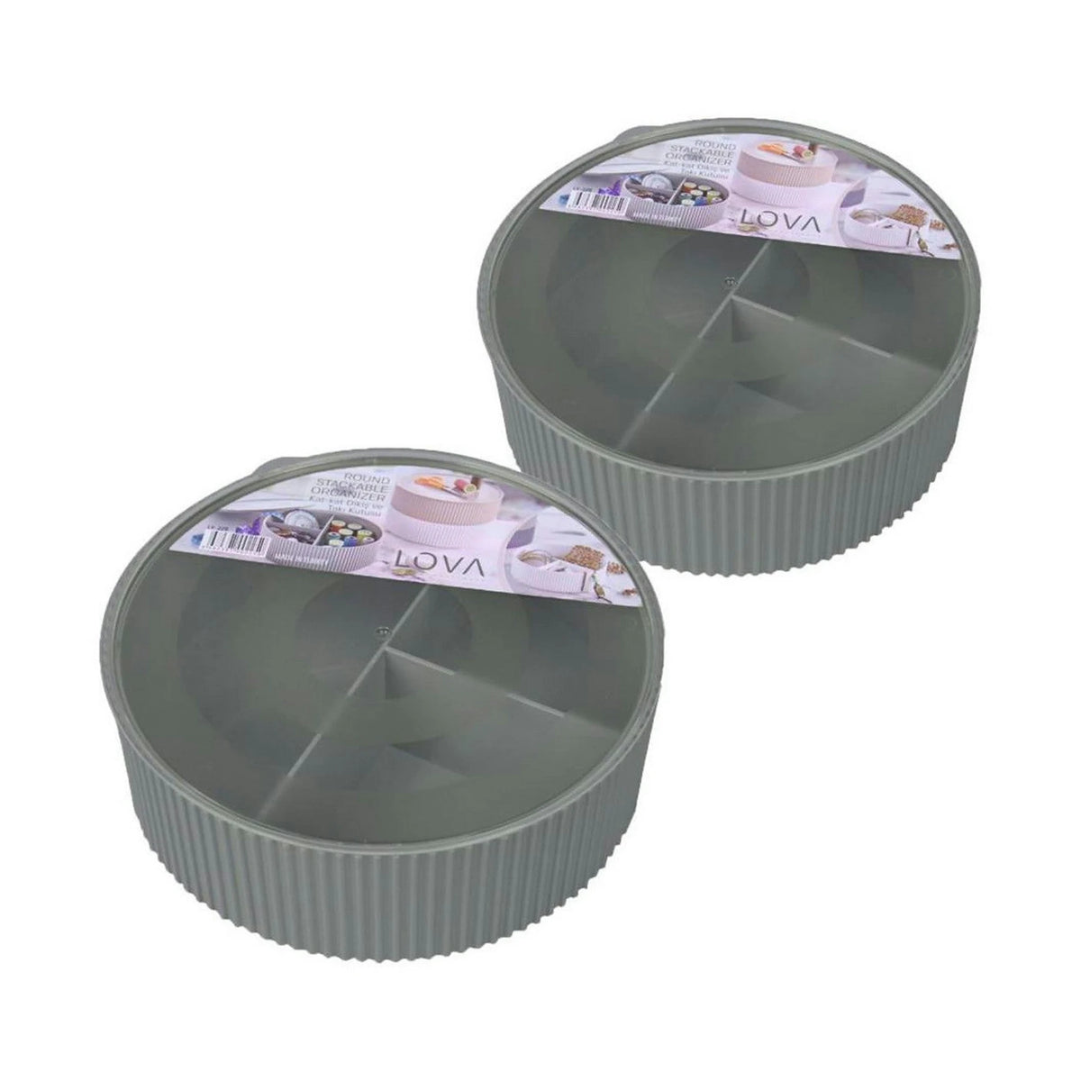 Set 2 organizatoare LV225, gri antracit, plastic, 6x19 cm
