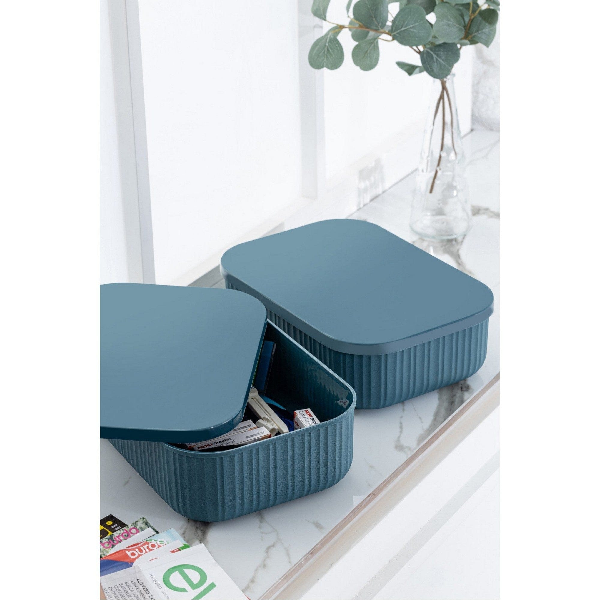 Set 2 organizatoare VLINE2LISIGK, albastru, plastic, 19x27x8 cm