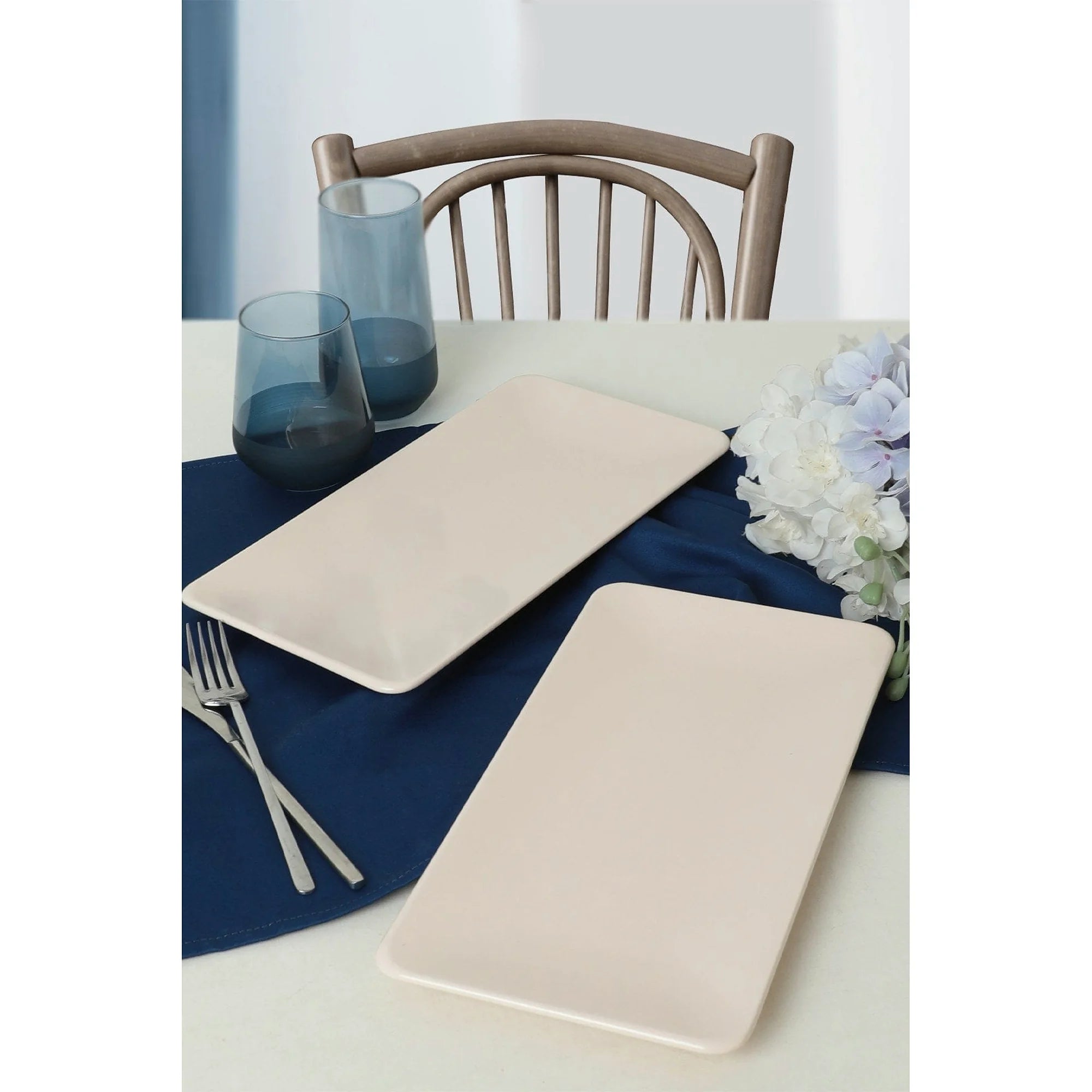 Set 2 platouri 275KRM1896, crem, ceramica, 33x17 cm