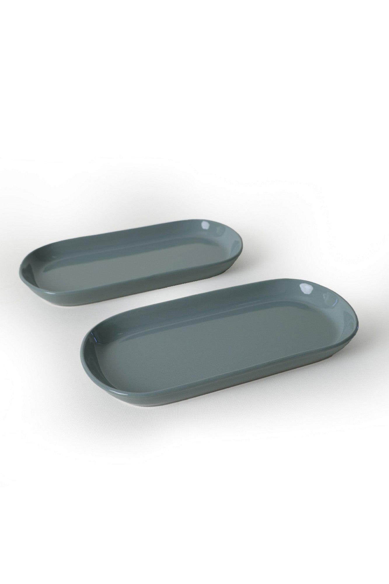 Set 2 platouri X00017767, gri, ceramica, 28x14 cm