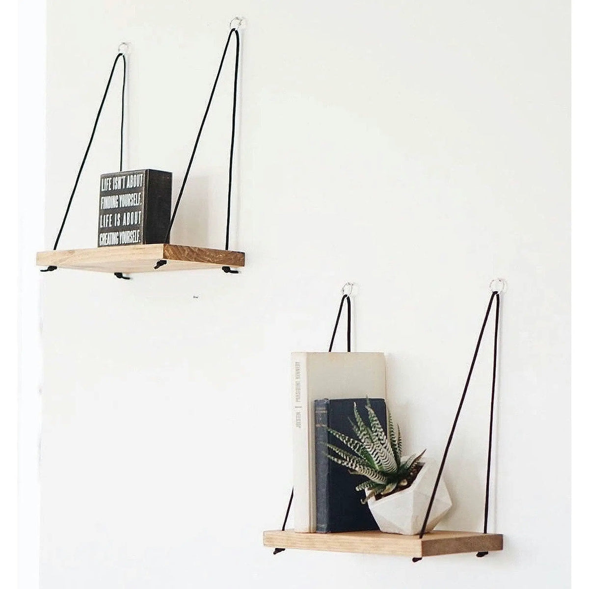 Set 2 polite AA098, stejar, lemn de molid, 40x13x50 cm