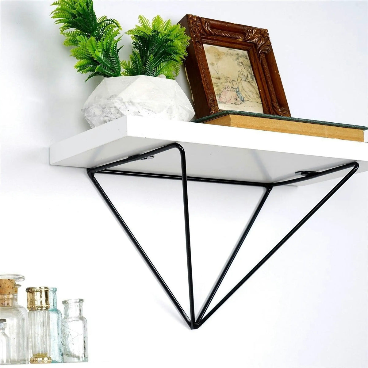 Set 2 polite WR060, alb/negru, metal, 30x30x14 cm