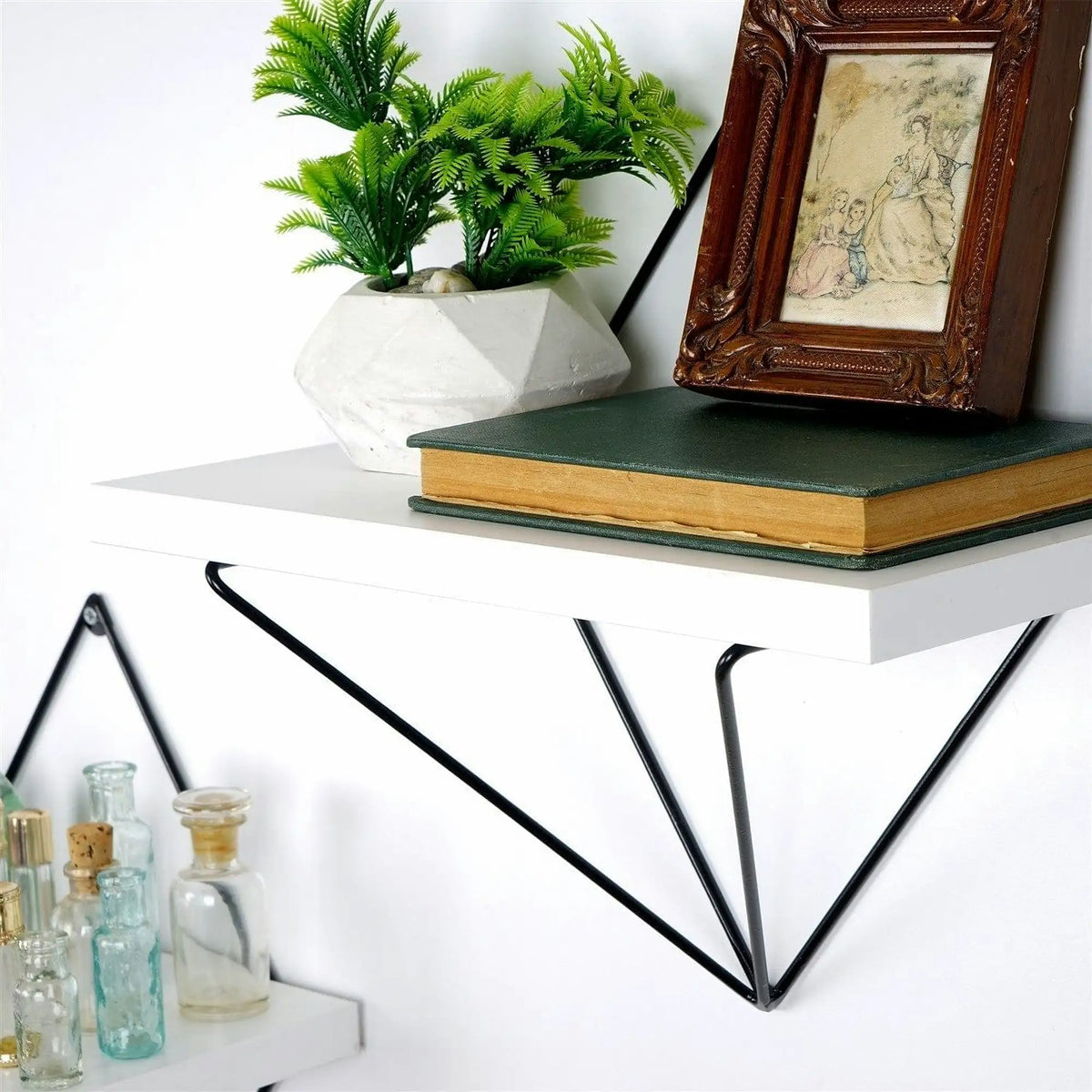 Set 2 polite WR060, alb/negru, metal, 30x30x14 cm