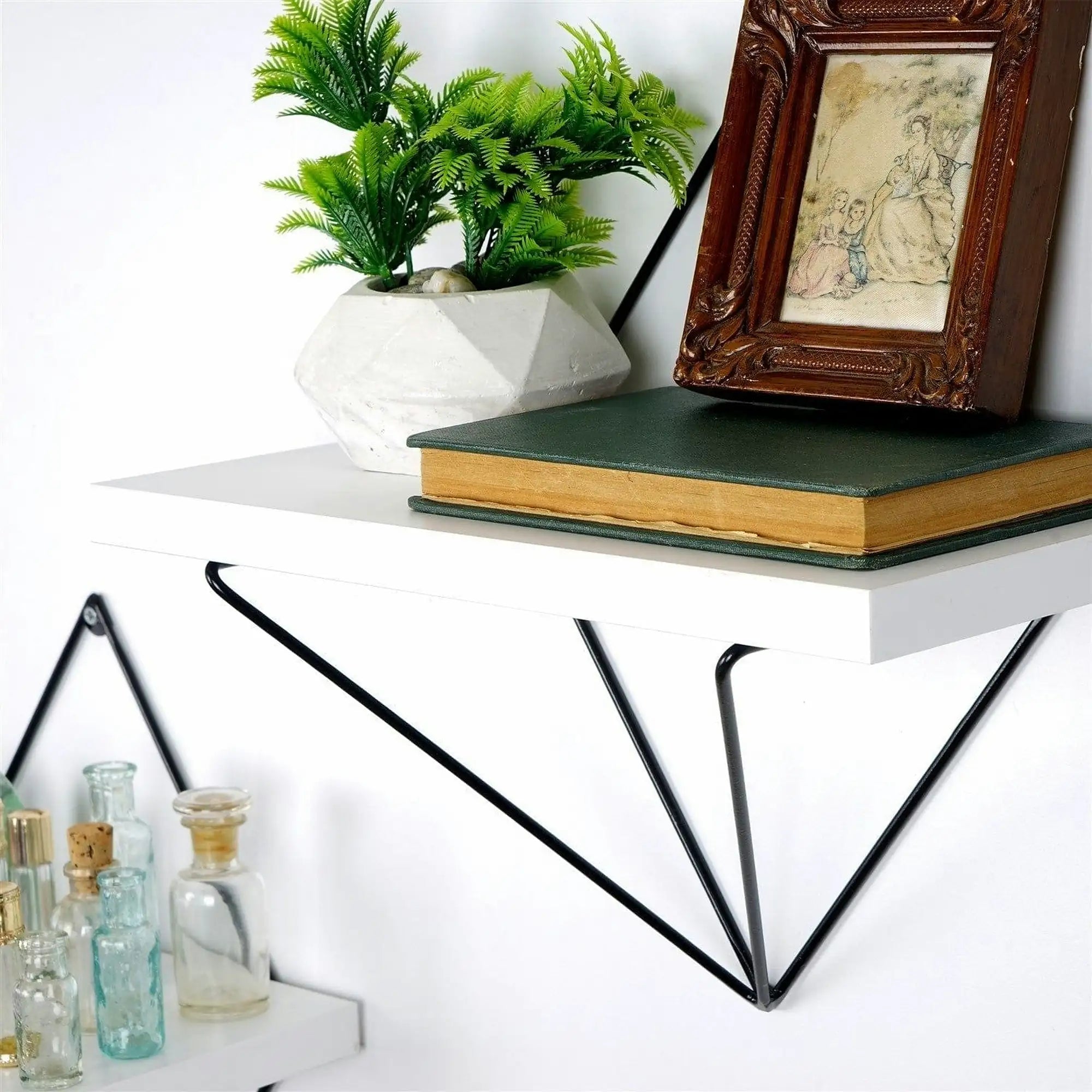 Set 2 polite WR060, alb/negru, metal, 30x30x14 cm