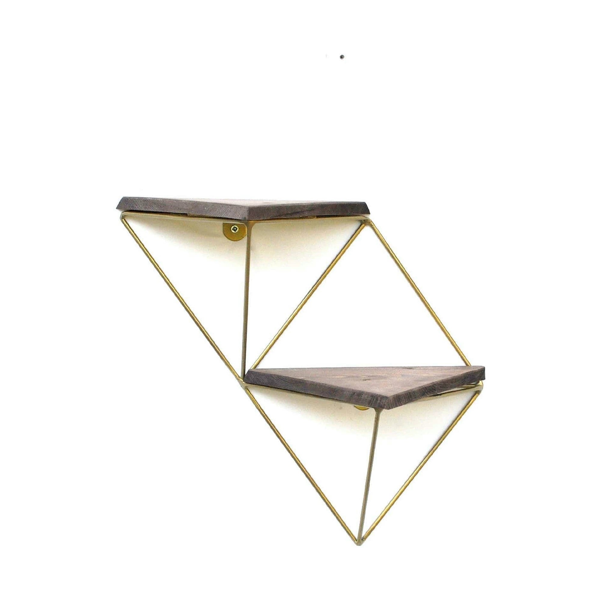 Set 2 polite WR075, stejar inchis/auriu, lemn/metal, 30x13x33 cm