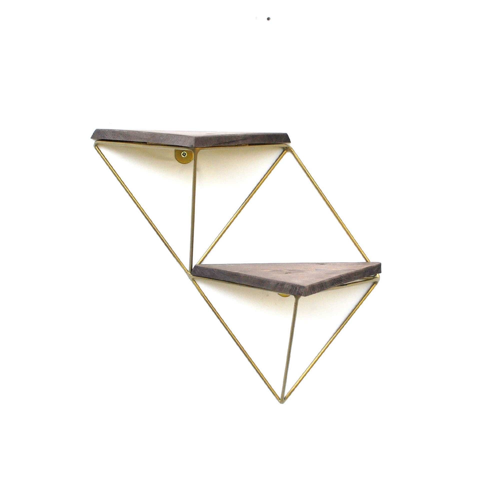 Set 2 polite WR075, stejar inchis/auriu, lemn/metal, 30x13x33 cm