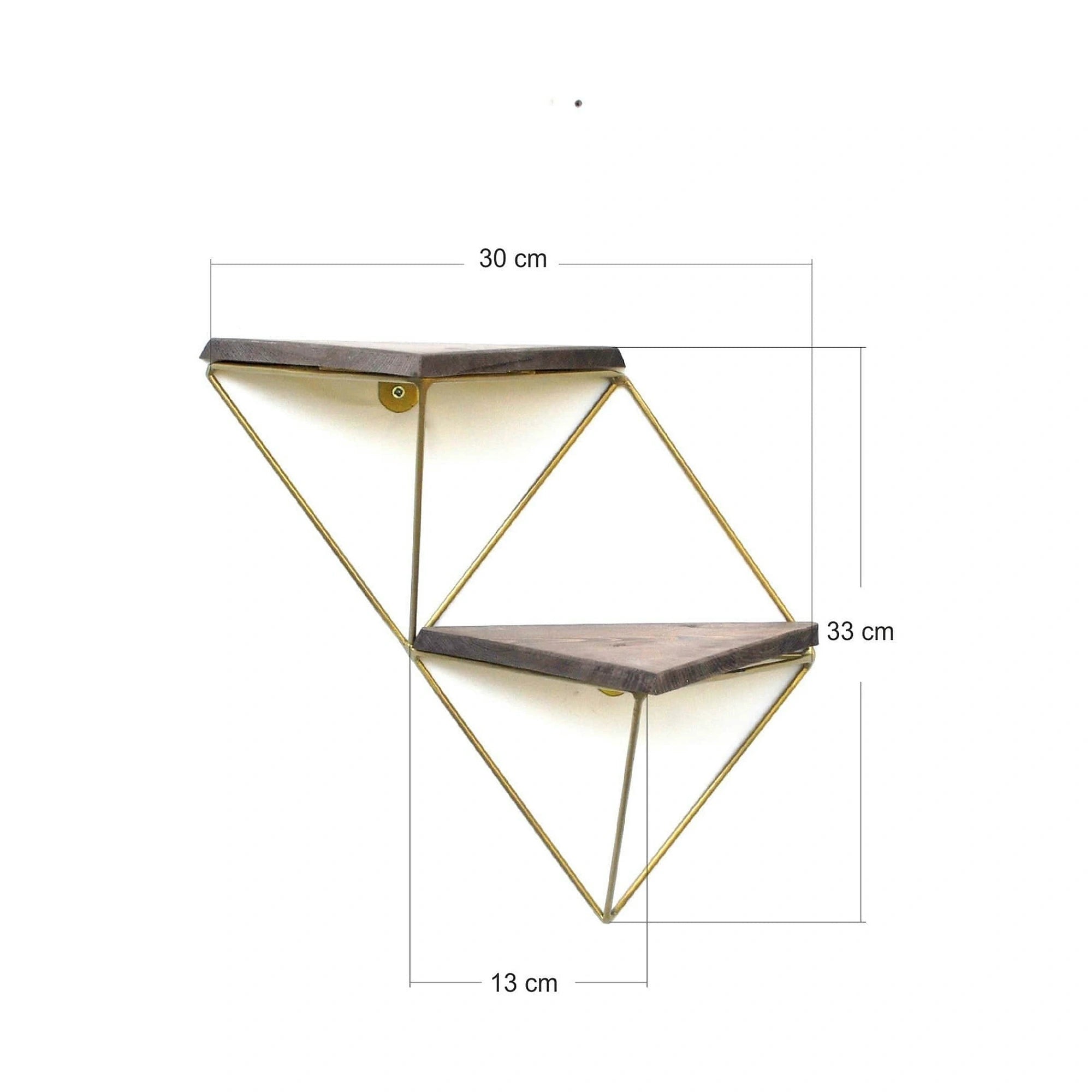 Set 2 polite WR075, stejar inchis/auriu, lemn/metal, 30x13x33 cm