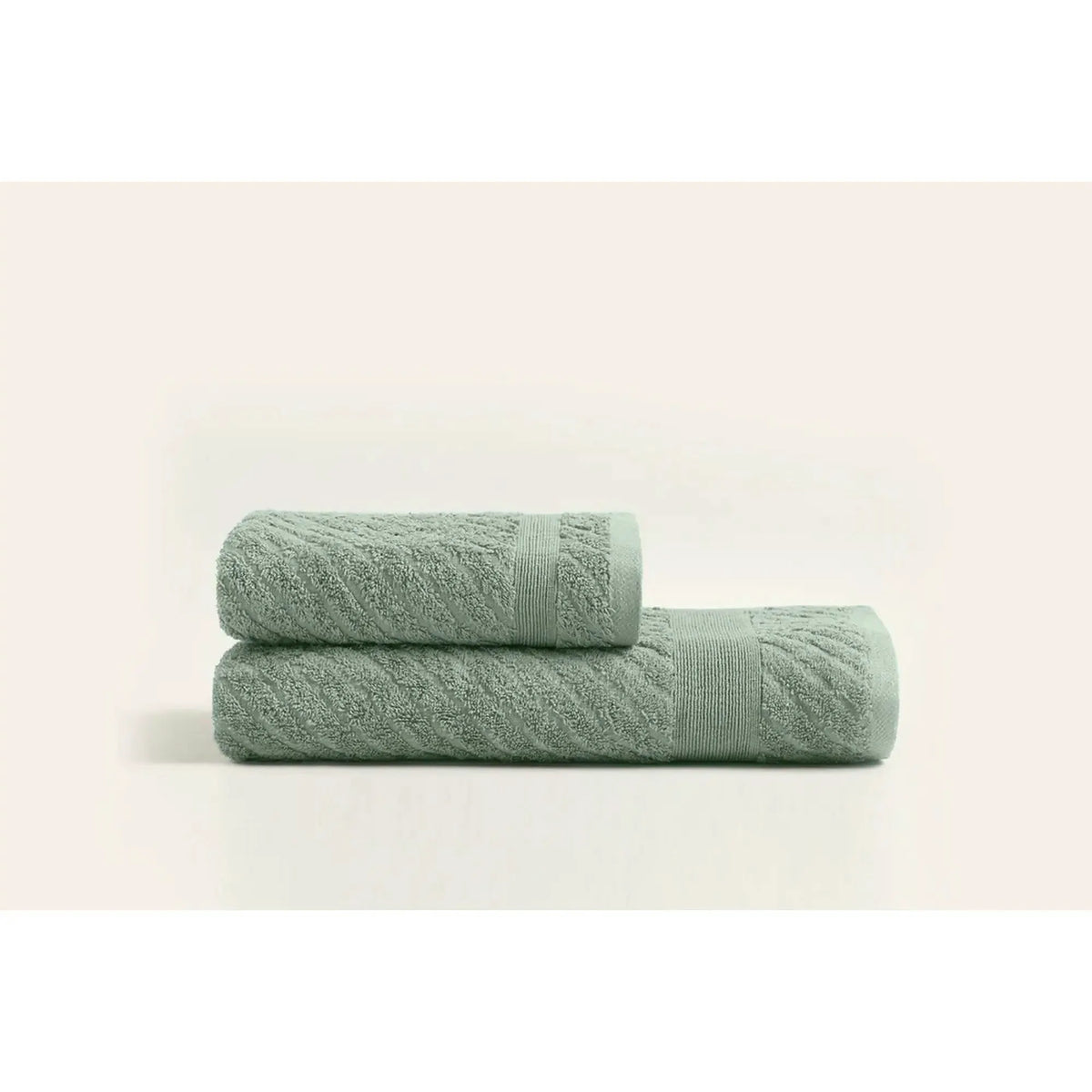 Set 2 prosoape baie 1015A-071-1, verde, bumbac