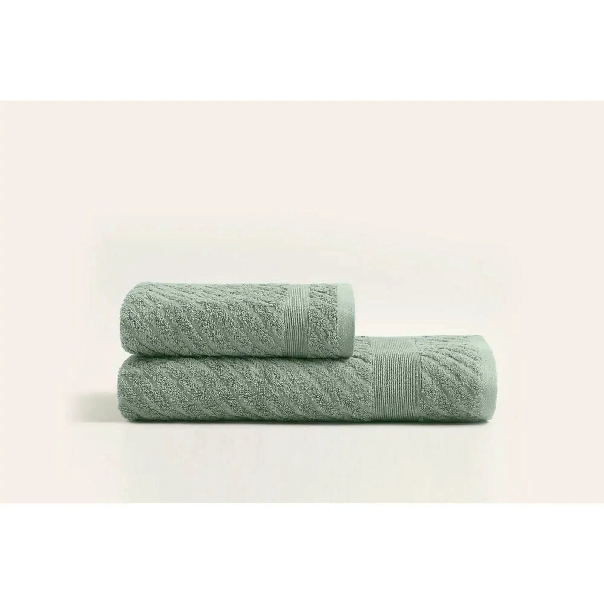 Set 2 prosoape baie 1015A-071-1, verde, bumbac