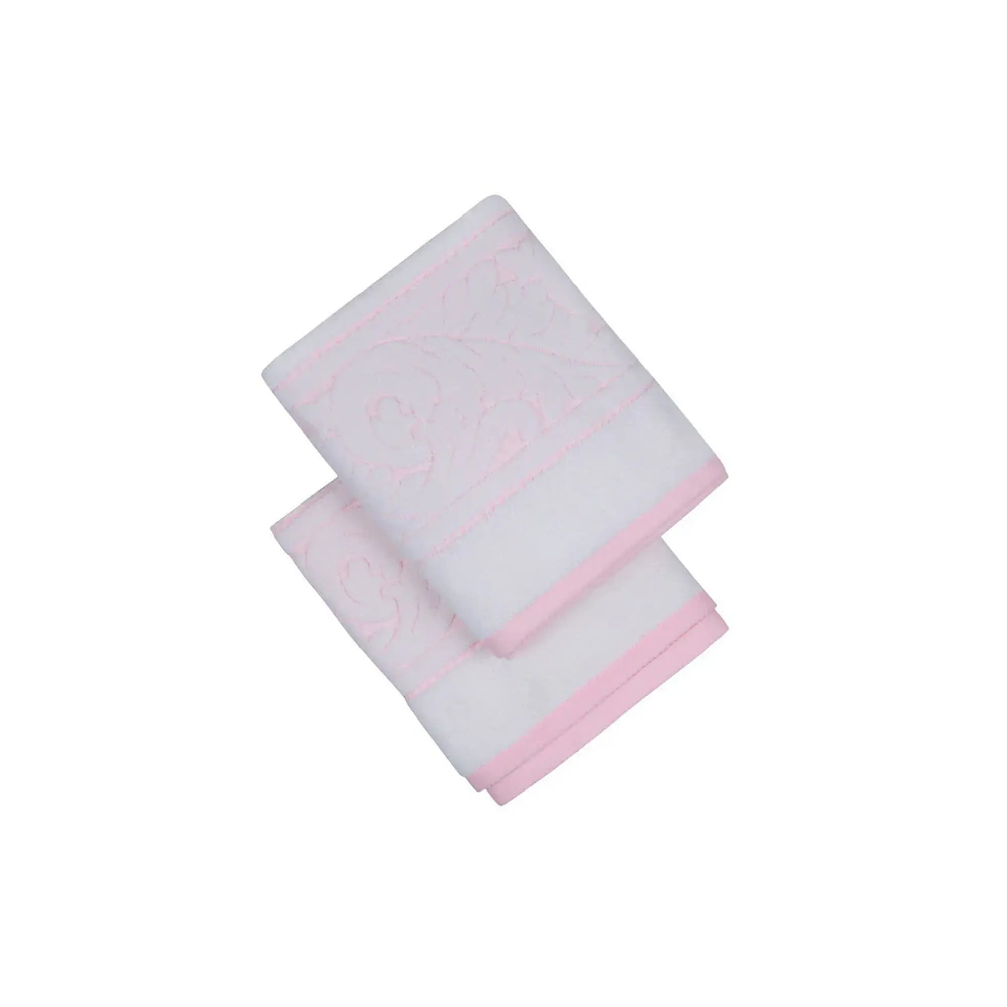 Set 2 prosoape baie SULTAN, alb/roz, bumbac, 50x90 cm