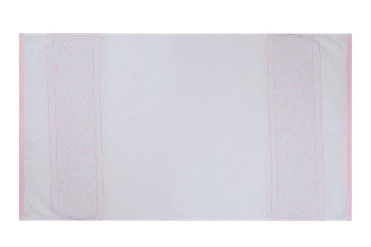 Set 2 prosoape baie SULTAN, alb/roz, bumbac, 50x90 cm