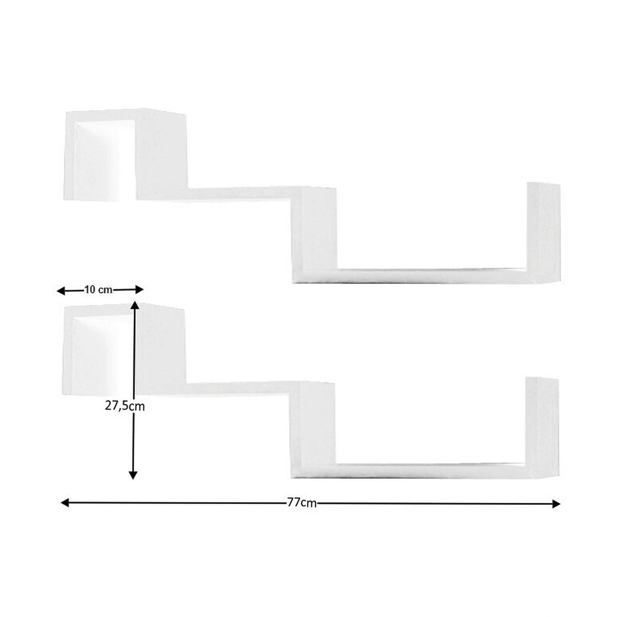 Set 2 rafturi FRI NEW, alb, 77x10x28 cm