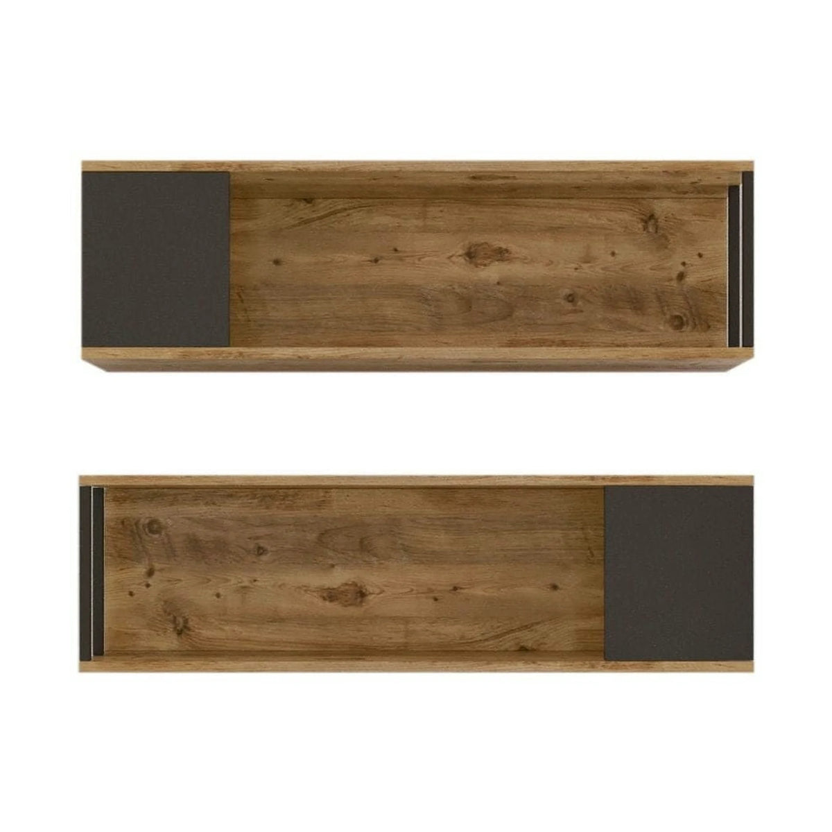 Set 2 rafturi VG18 - A, nuc/gri, PAL melaminat, 100x22x30 cm