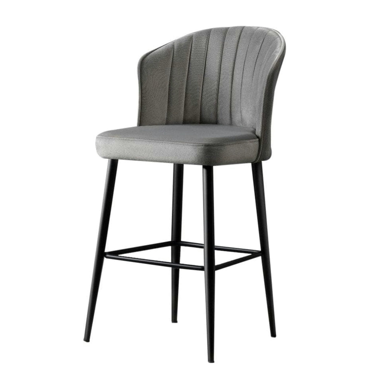Set 2 scaune bar RUBI, gri/negru, stofa catifelata/metal, 52x42x97 cm