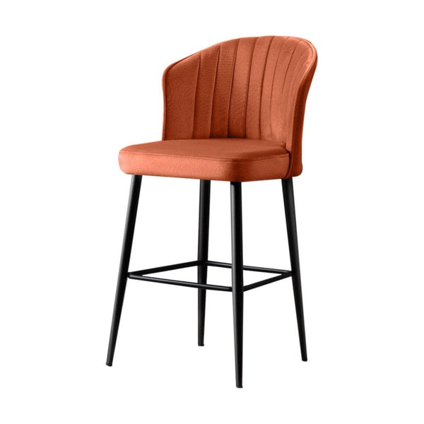 Set 2 scaune bar RUBI, rosu/negru, stofa catifelata/metal, 52x42x97 cm