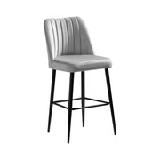 Set 2 scaune bar VENTO, crem/negru, stofa catifelata/metal, 49x45x99 cm