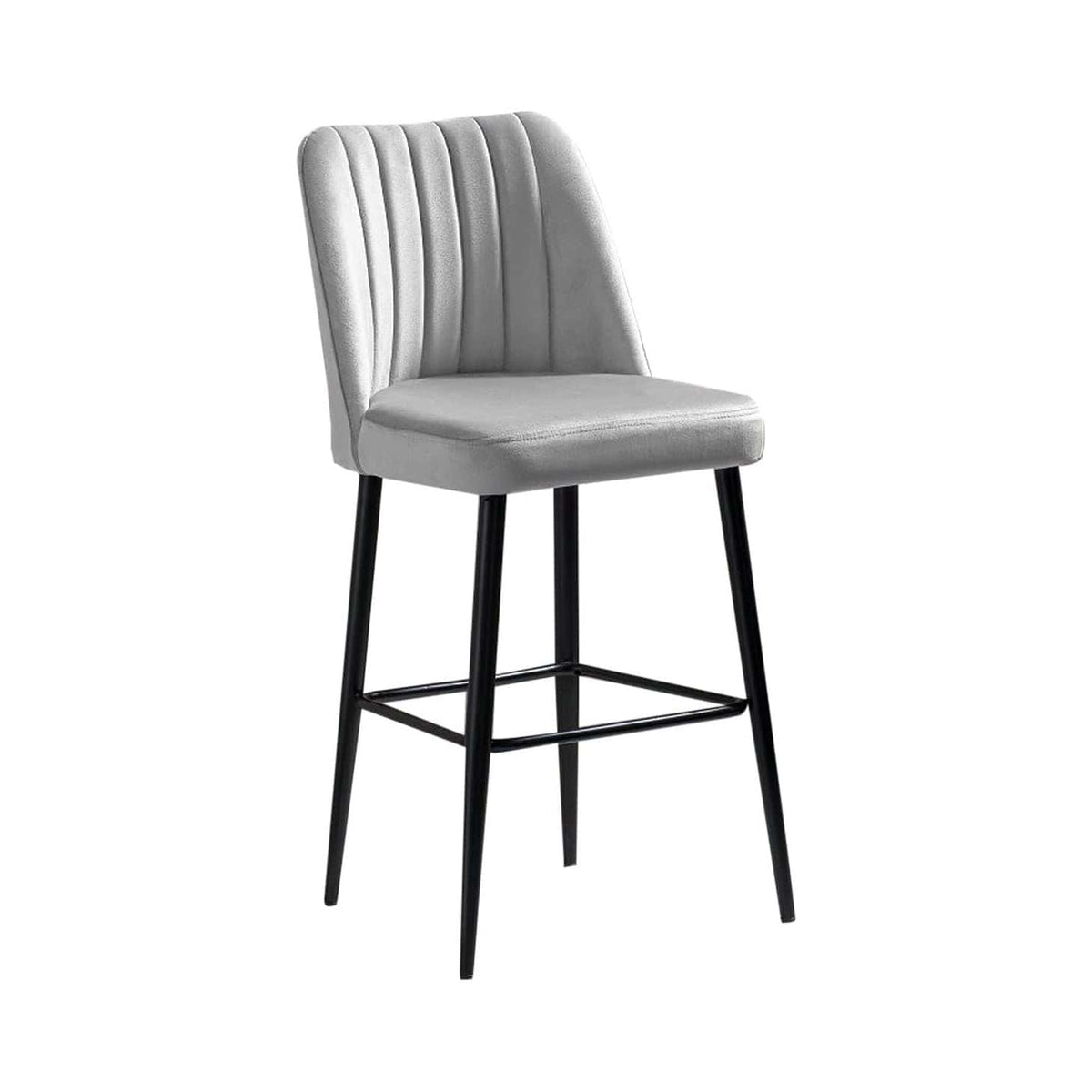 Set 2 scaune bar VENTO, crem/negru, stofa catifelata/metal, 49x45x99 cm