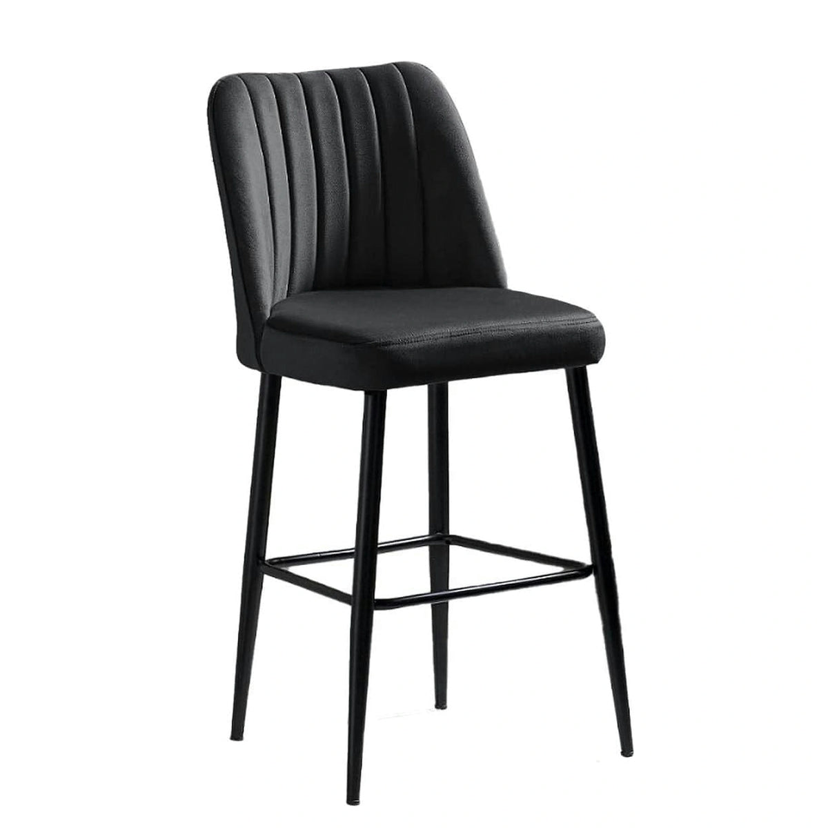 Set 2 scaune bar VENTO, gri antracit/negru, stofa catifelata/metal, 49x45x99 cm