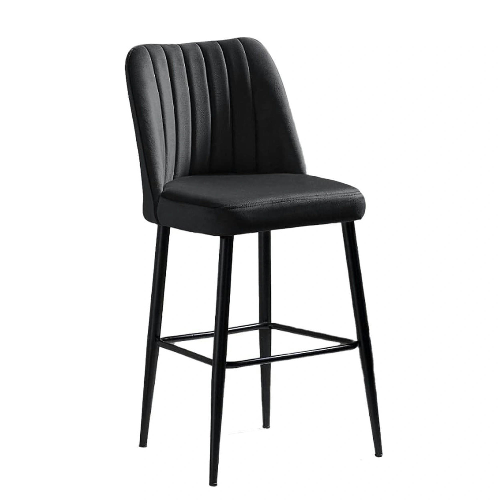 Set 2 scaune bar VENTO, gri antracit/negru, stofa catifelata/metal, 49x45x99 cm