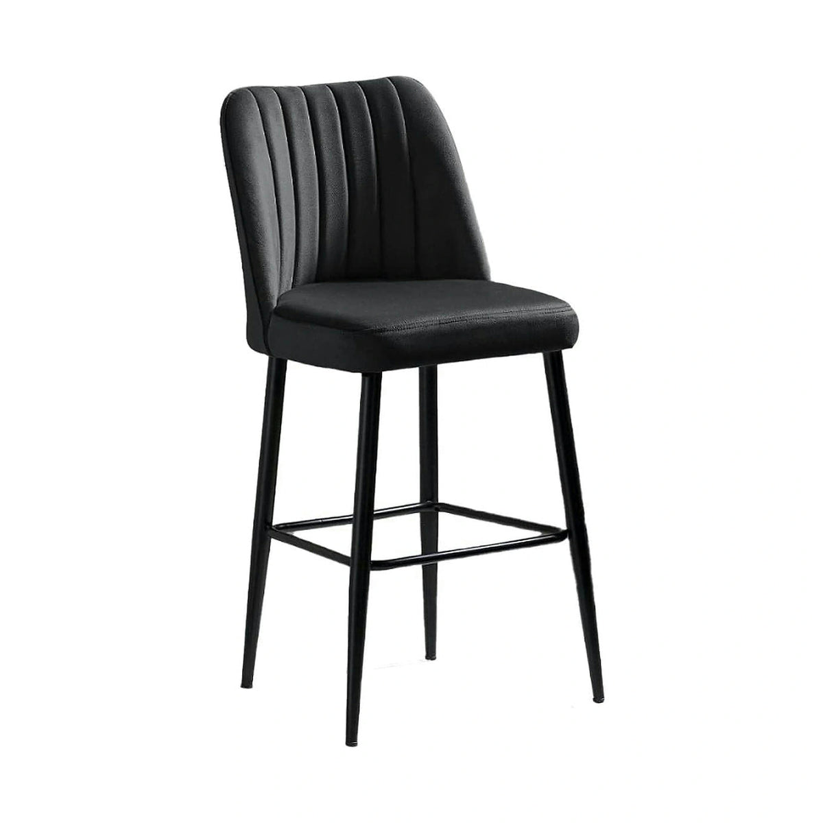 Set 2 scaune bar VENTO, gri antracit/negru, stofa catifelata/metal, 49x45x99 cm
