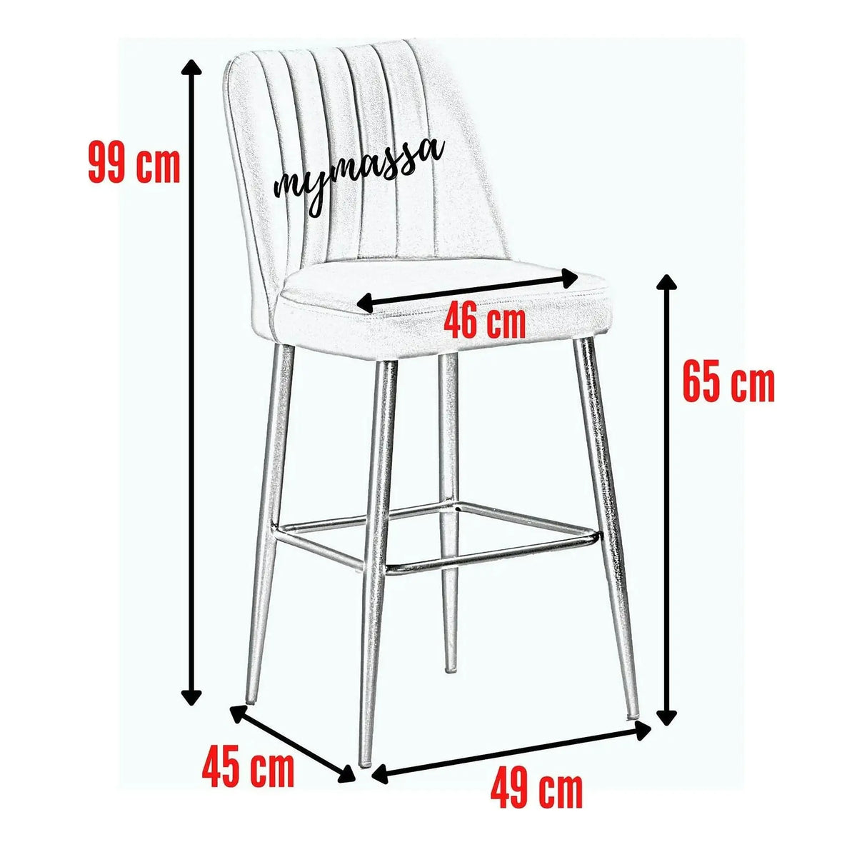 Set 2 scaune bar VENTO, gri antracit/negru, stofa catifelata/metal, 49x45x99 cm