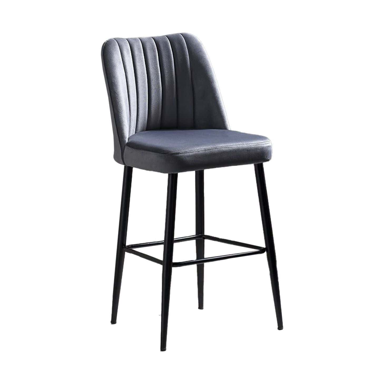 Set 2 scaune bar VENTO, gri/negru, stofa catifelata/metal, 49x45x99 cm