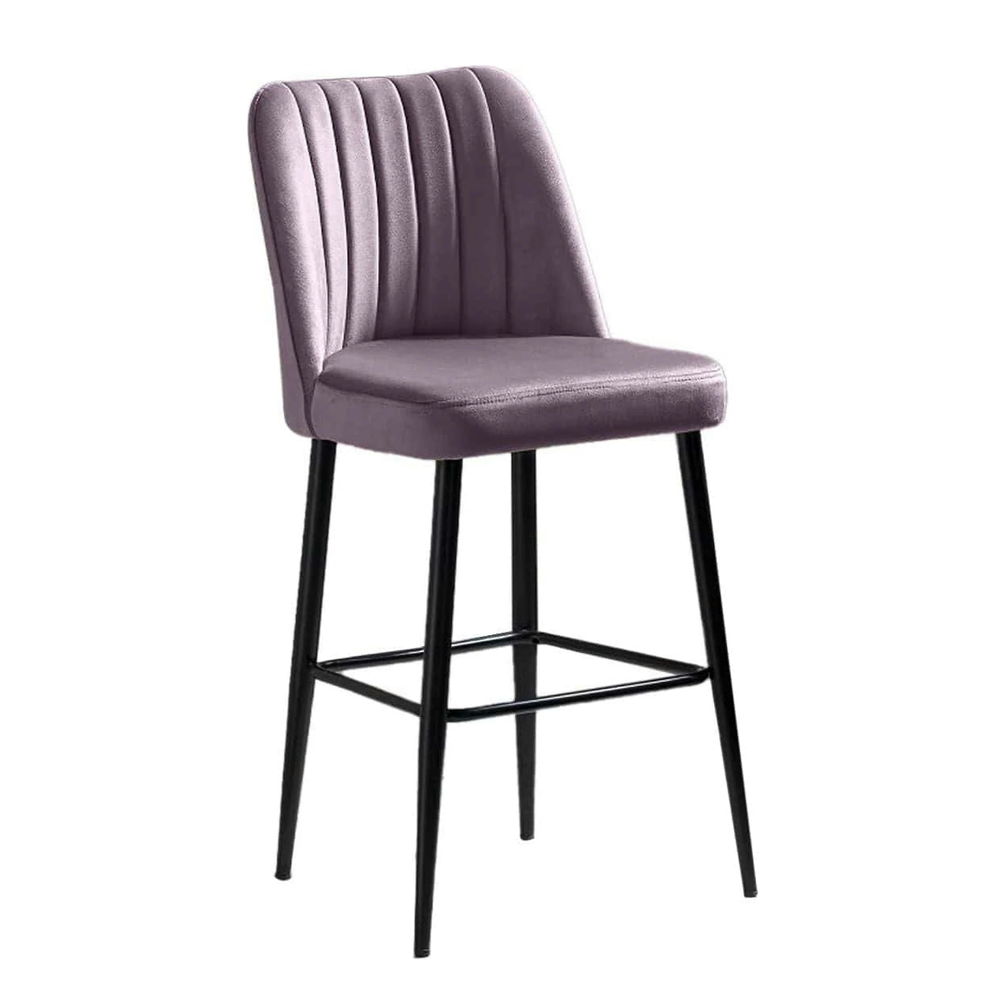 Set 2 scaune bar VENTO, lila/negru, stofa catifelata/metal, 49x45x99 cm