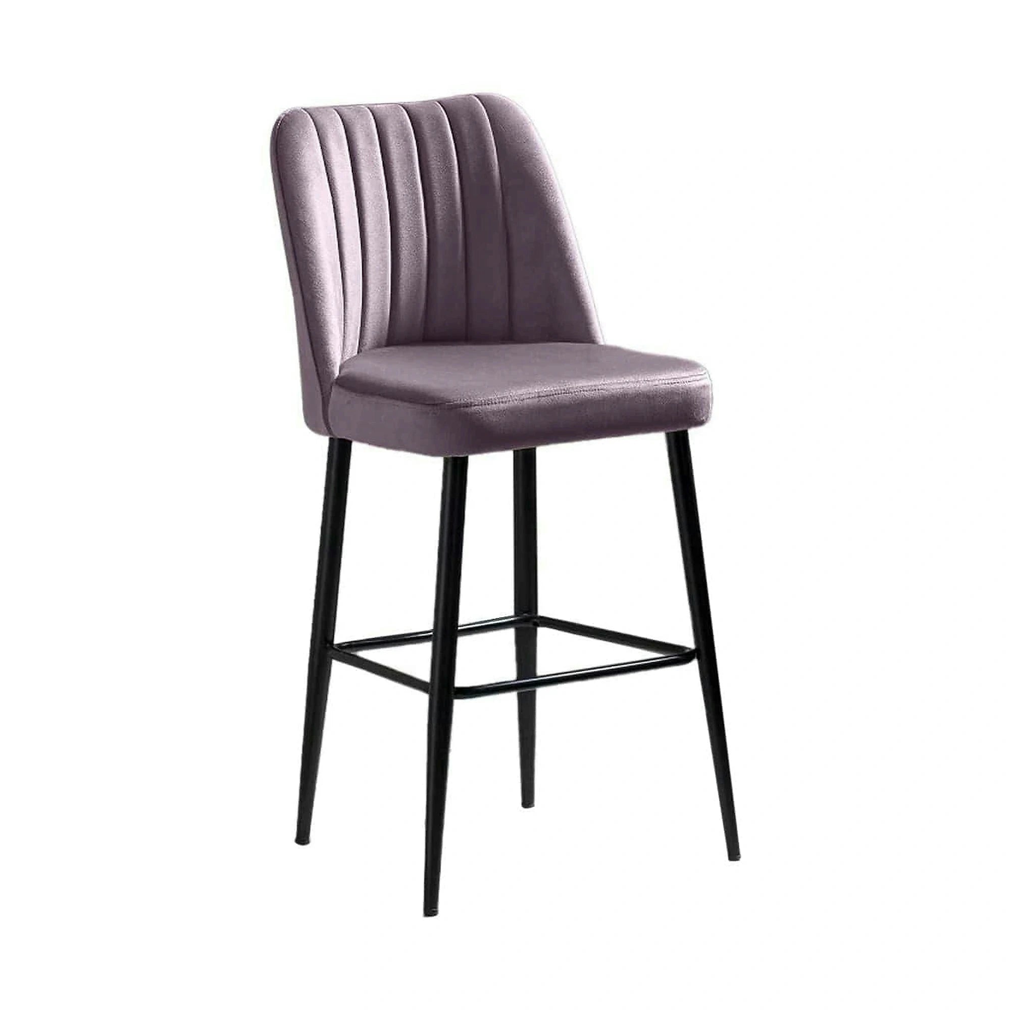 Set 2 scaune bar VENTO, lila/negru, stofa catifelata/metal, 49x45x99 cm