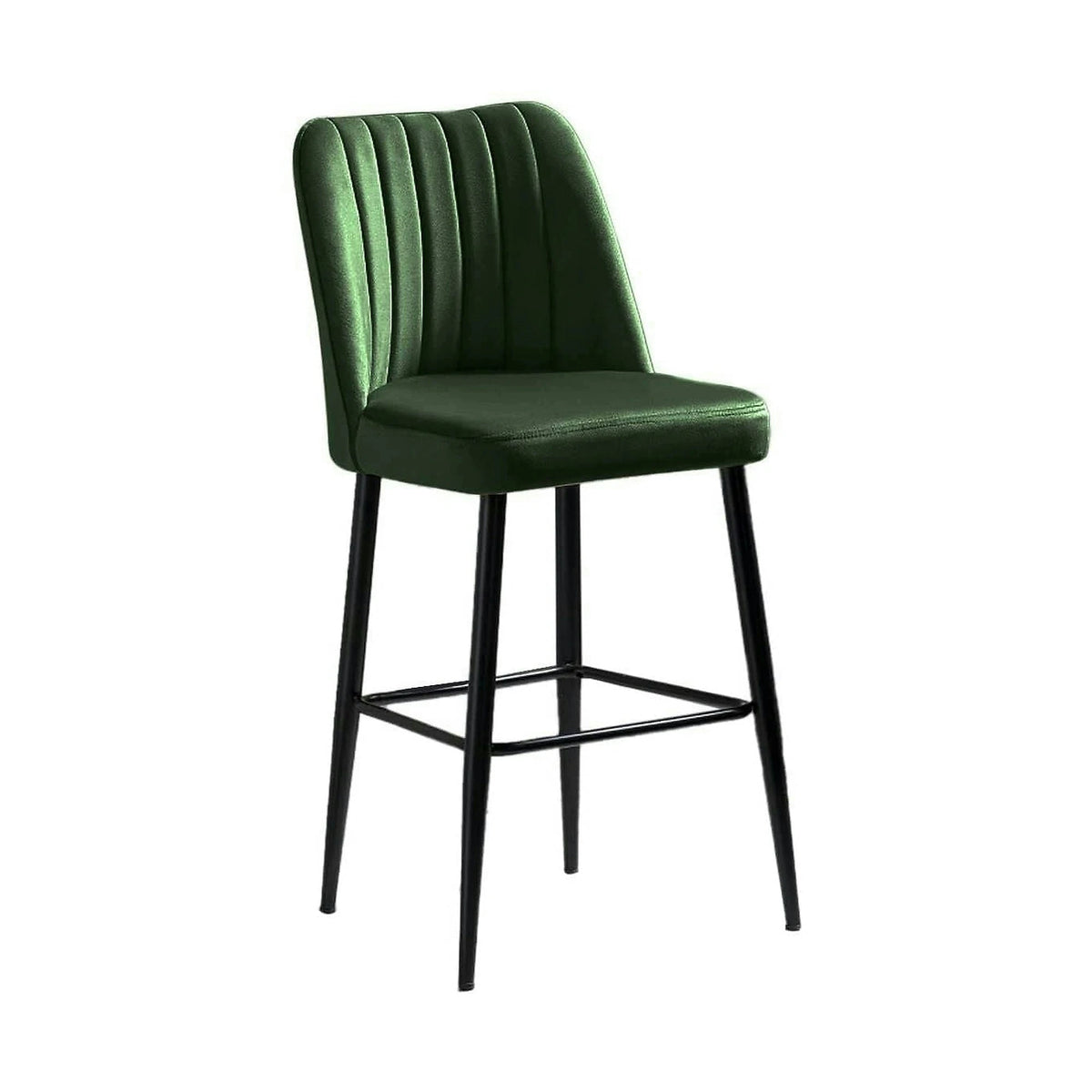 Set 2 scaune bar VENTO, verde/negru, stofa catifelata/metal, 49x45x99 cm
