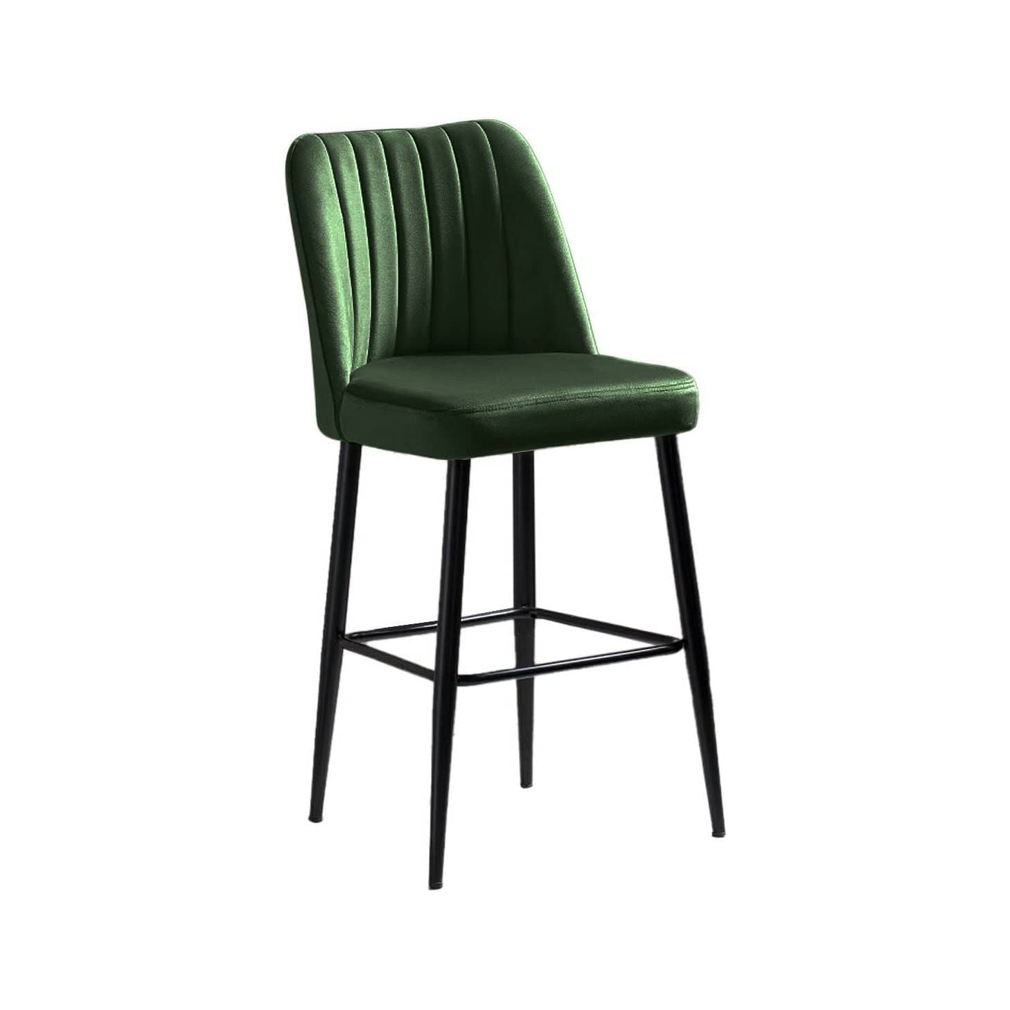 Set 2 scaune bar VENTO, verde/negru, stofa catifelata/metal, 49x45x99 cm